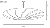 Lotus hanglamp of plafondlamp van 90 cm in rozenhout - Licht AAN.jpg